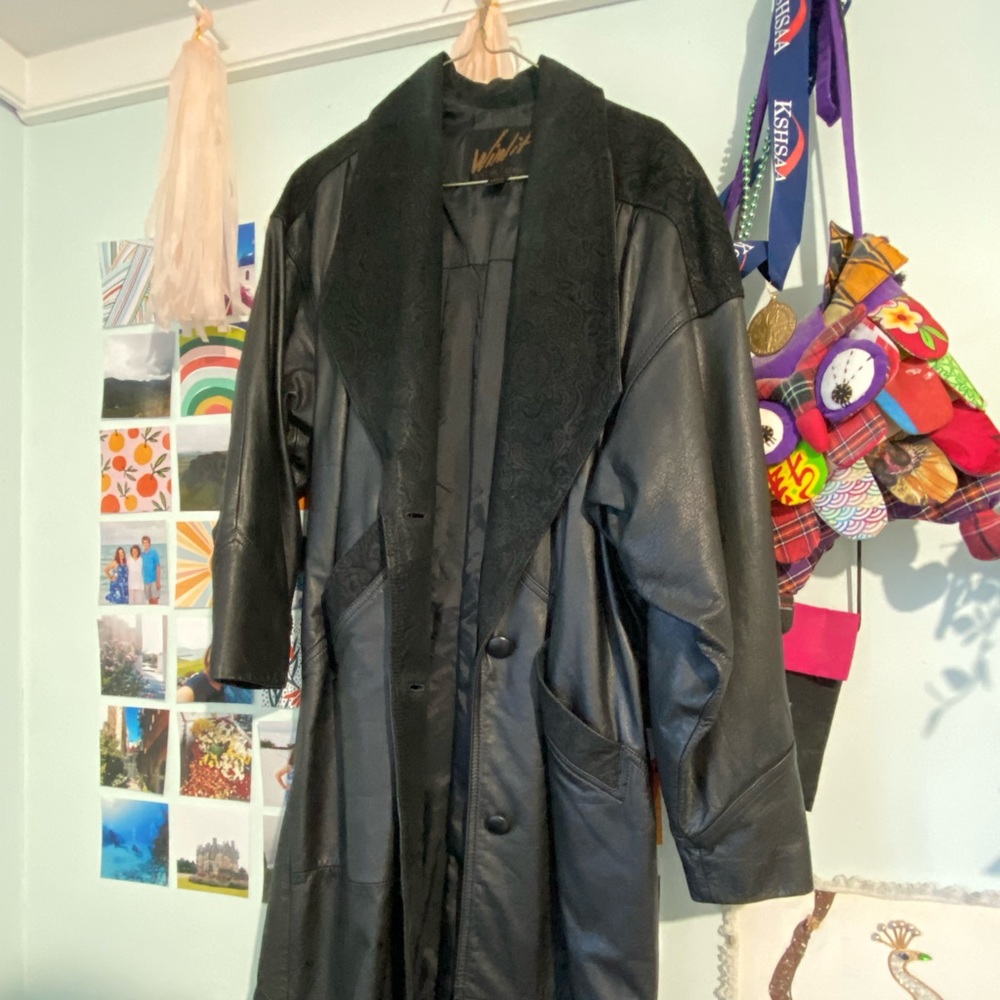 Long line leather jacket